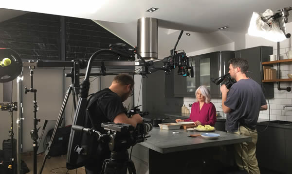 Filming with Silvana Franco in the kitchen